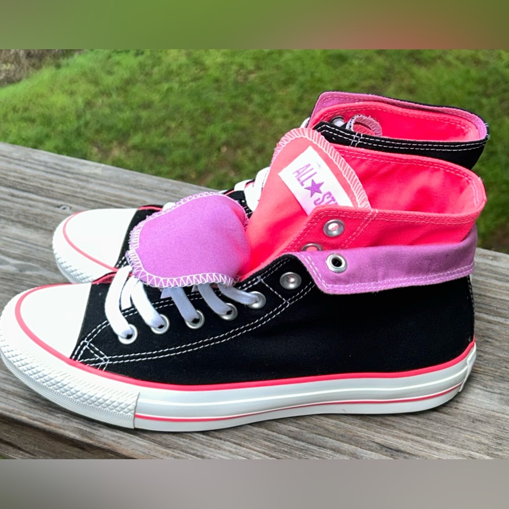 Converse All Star Chuck Taylor Double Layer and Tongue Hi Top Sneakers - Picture 4 of 11